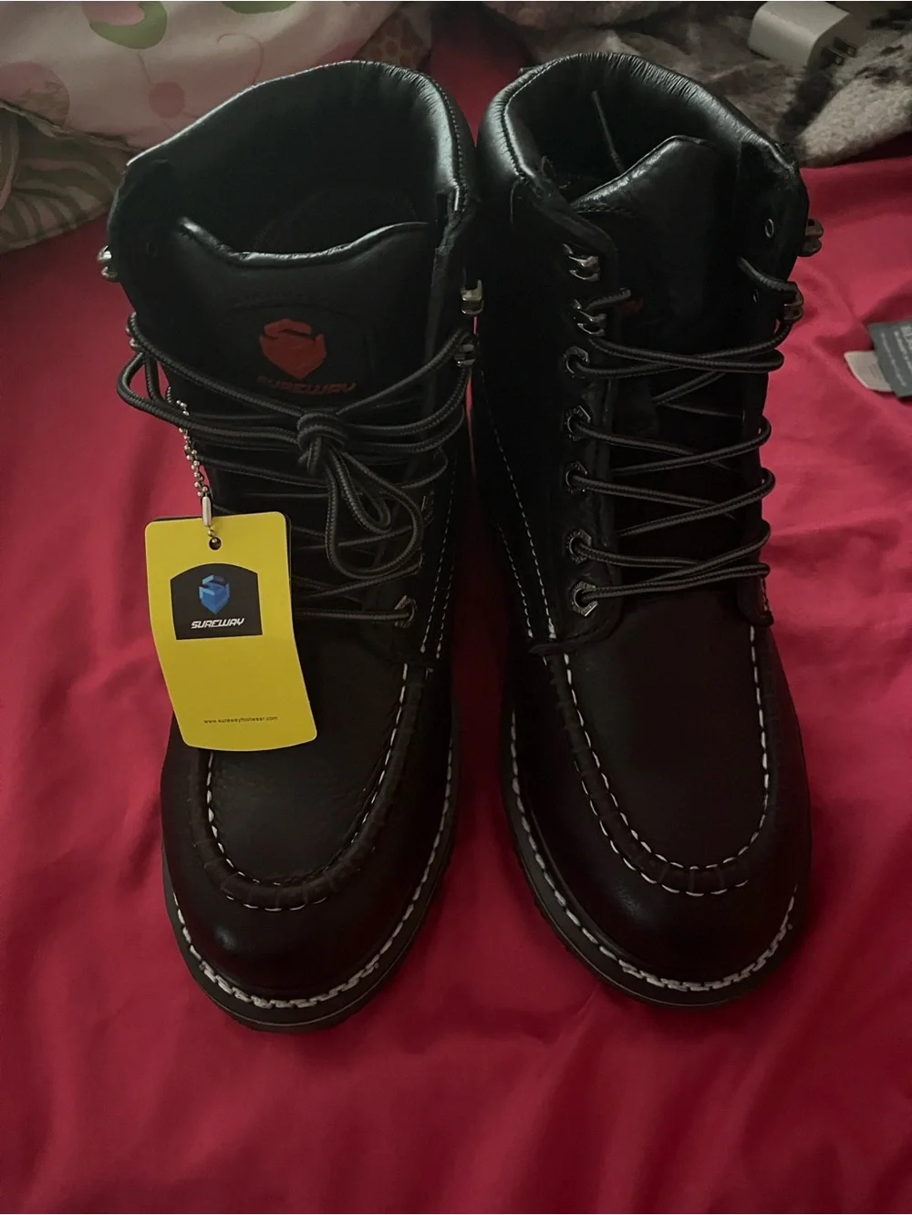 SUREAWAY Men’s Heavy Duty Soft Composite Steel Toe Work Boots
